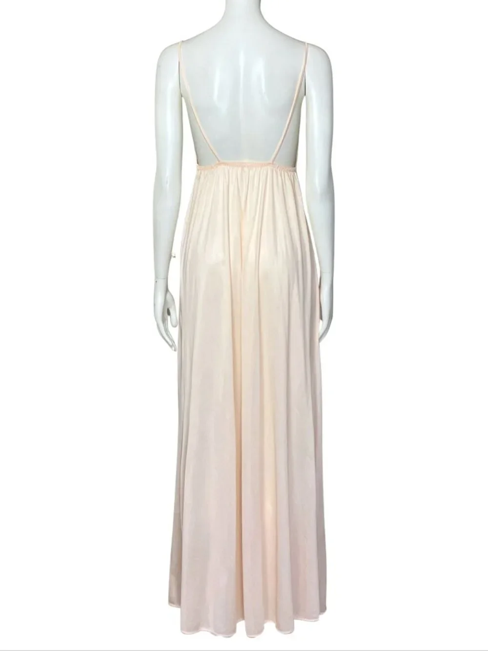 Vintage 60s Pale Peach Lingerie Nightgown Slip Dress. XS. Coquette Maxi Long - Picture 4 of 10